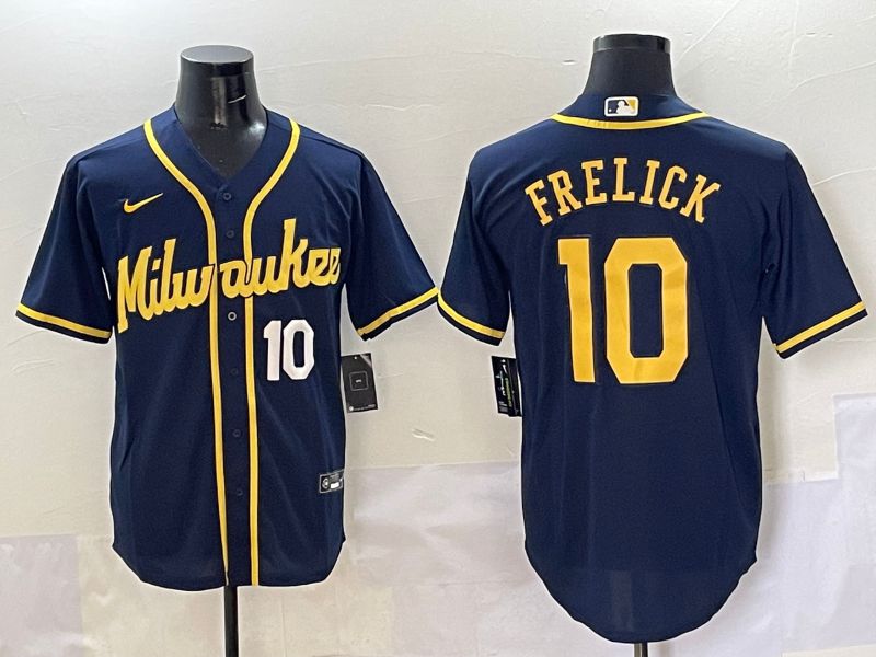 Men Milwaukee Brewers #10 Frelick Dark Blue Game 2025 Nike MLB Jersey style 2->milwaukee brewers->MLB Jersey